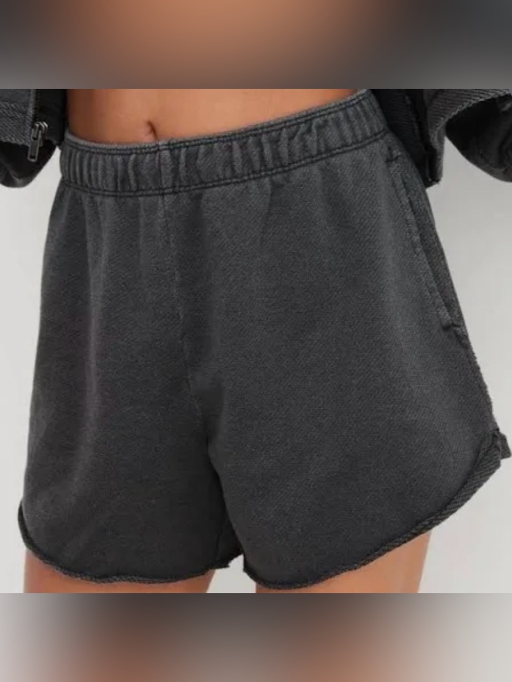 Aerie High-Waisted Raw Hem Sweat Shorts - Charcoal Gray (Size Medium, EUC)